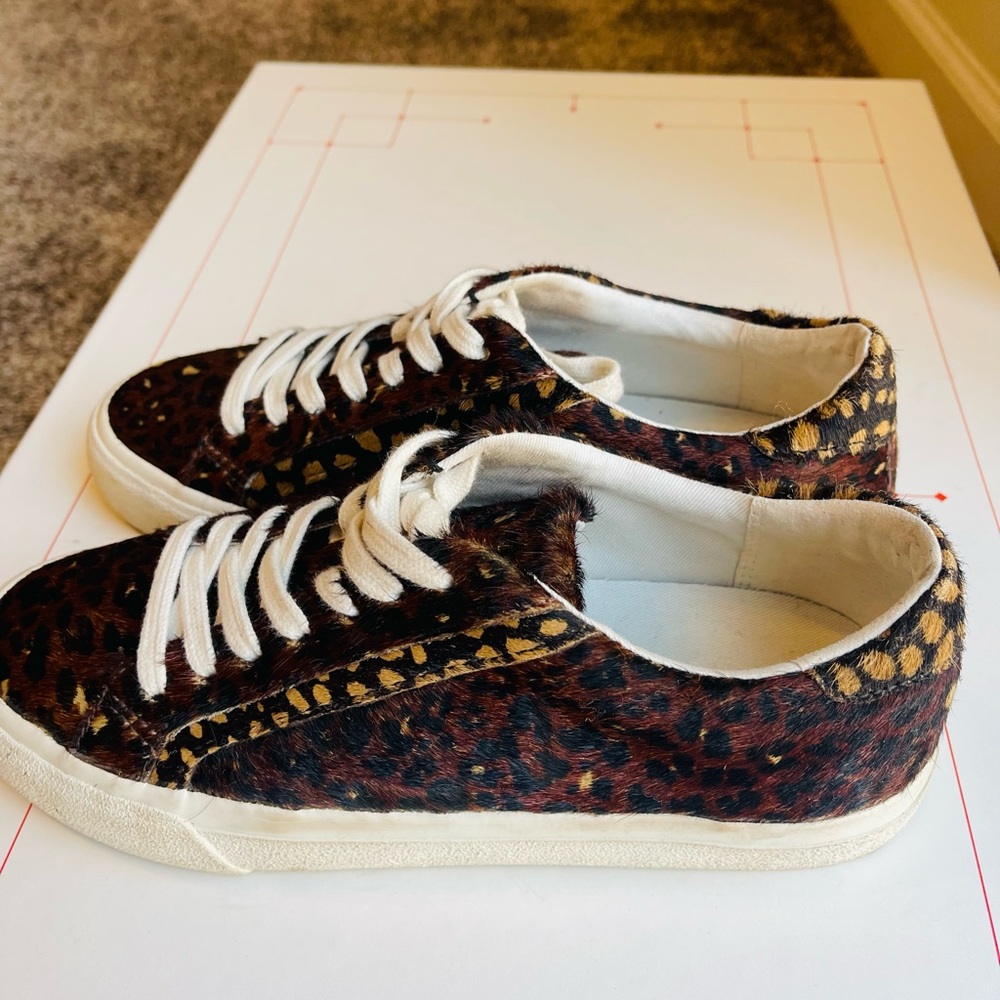 Madewell Sidewalk Low-Top Sneakers in Painted Leopard Colorblock Calf Hair